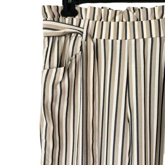 Zara Striped Paperbag Trouser Pants NWT - Picture 3 of 5